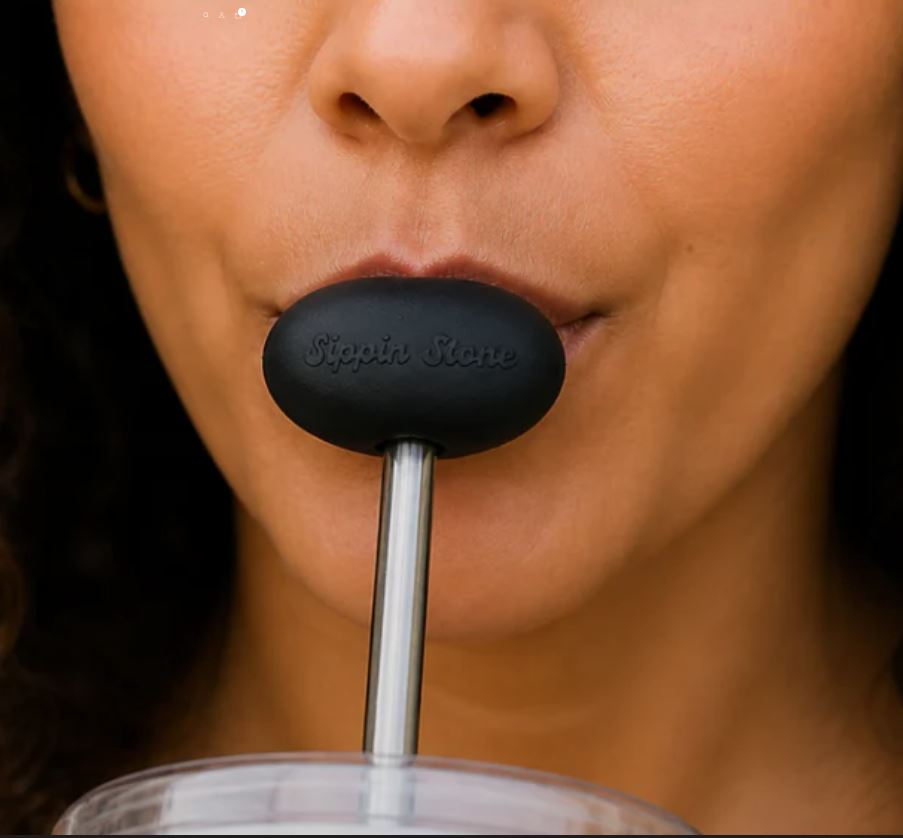 Sippin Stone Silicone Straw Tip with Travel Pouch – Lip-Friendly, Soft Sip Design for Tumblers & Reusable Straws